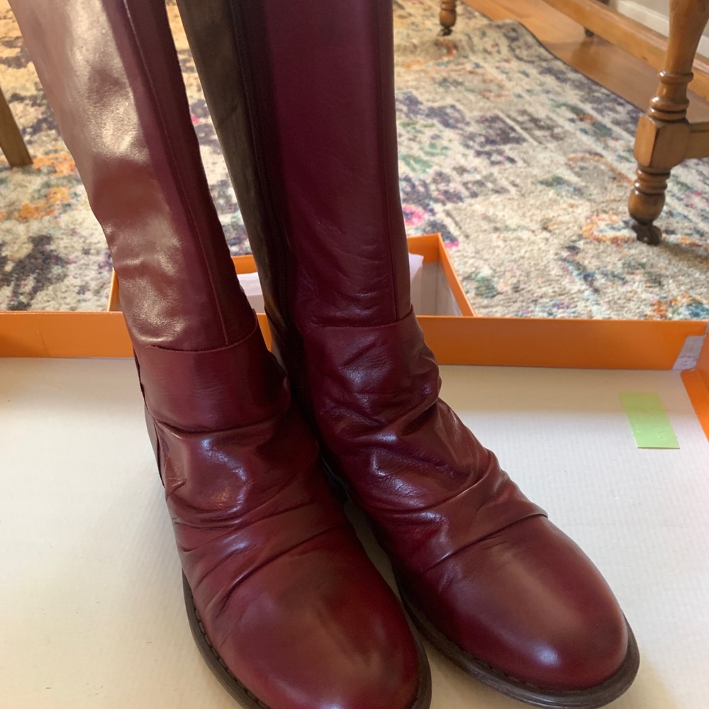 Miz Mooz Lisbon Boots in Bordeaux Red Genuine Leather